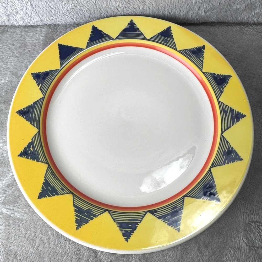 Homer Laughlin Sunburst Salerno Dinner Plate Platter Yellow Geometric USA - Picture 5 of 8